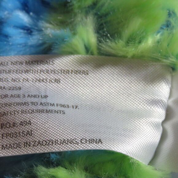Plush Sitting Bear Green Blue 10” Multicolor Soft Stuffed Toy Animal Plushie - Picture 10 of 16